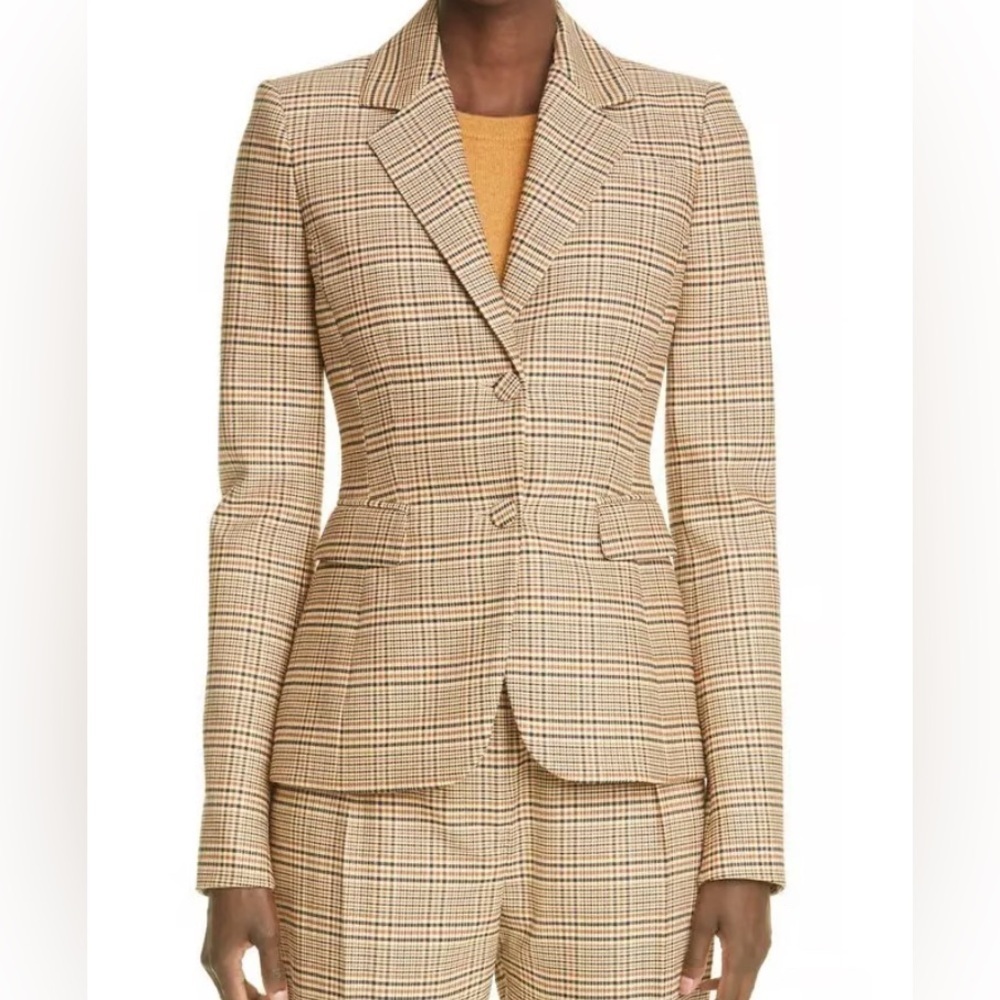 Altuzarra Fernice plaid teo button blazer jacket